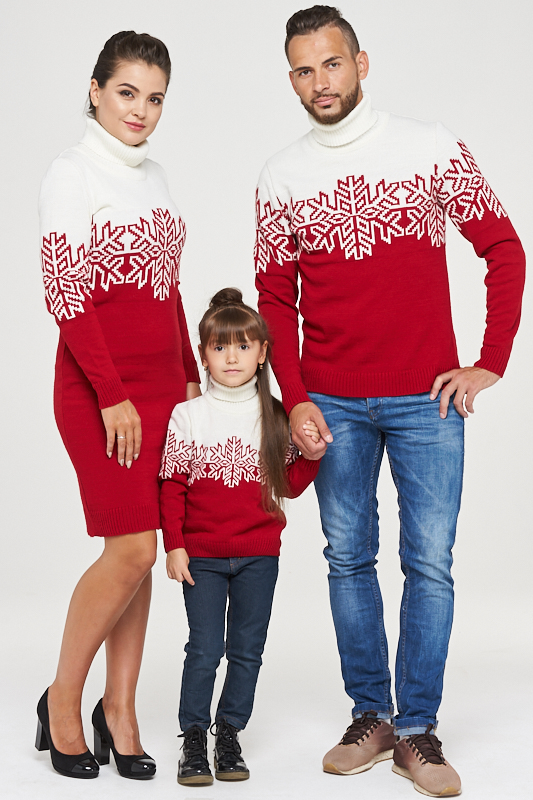 Комплект Family Look Снежинки в глинтвейне. Вид 3