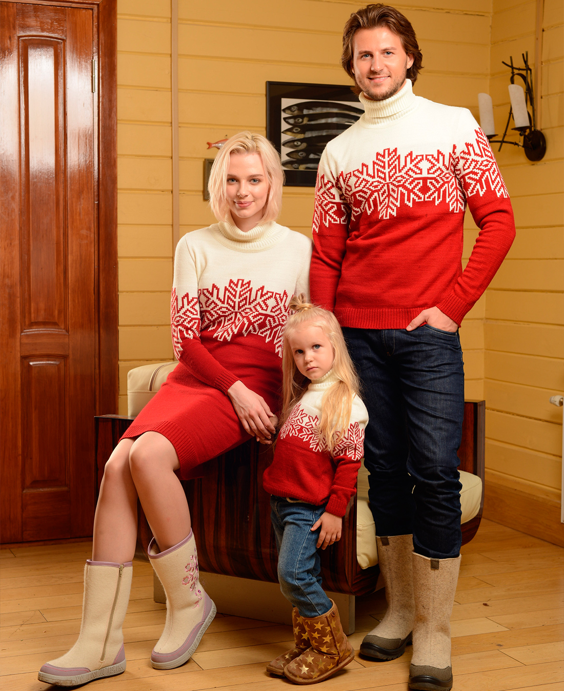 Комплект Family Look Снежинки в глинтвейне. Вид 2