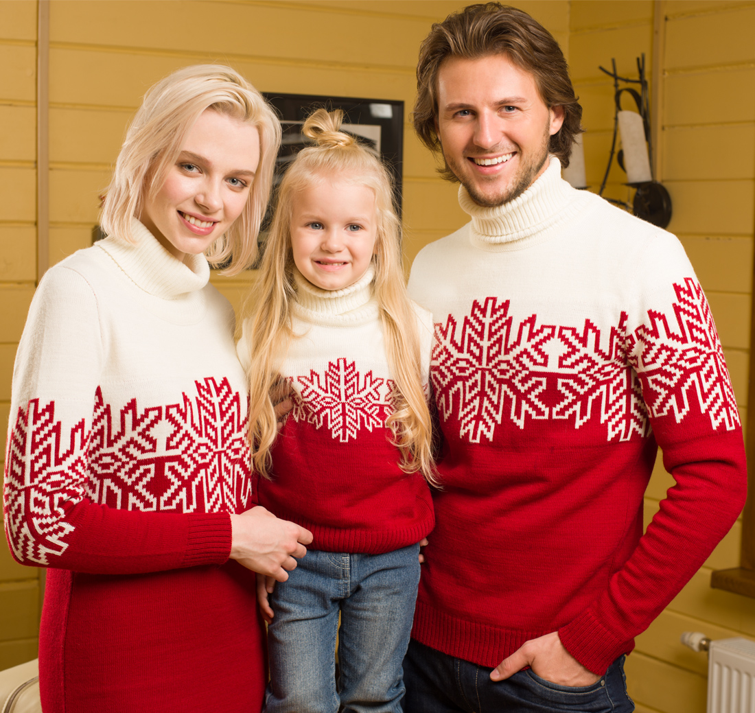 Комплект Family Look Снежинки в глинтвейне. Вид 1