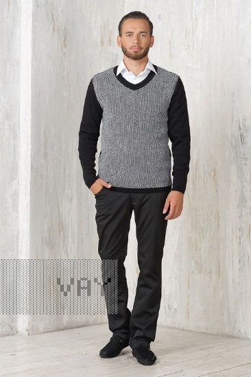 Серый с черным свитер мужской